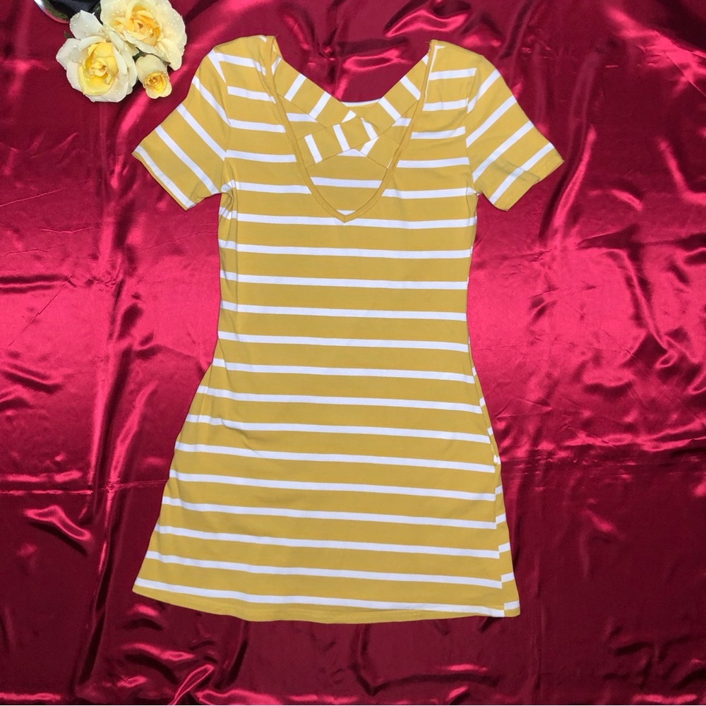 Feager Short Sleeve Stripe Knit Shift Dress - Picture 3 of 7